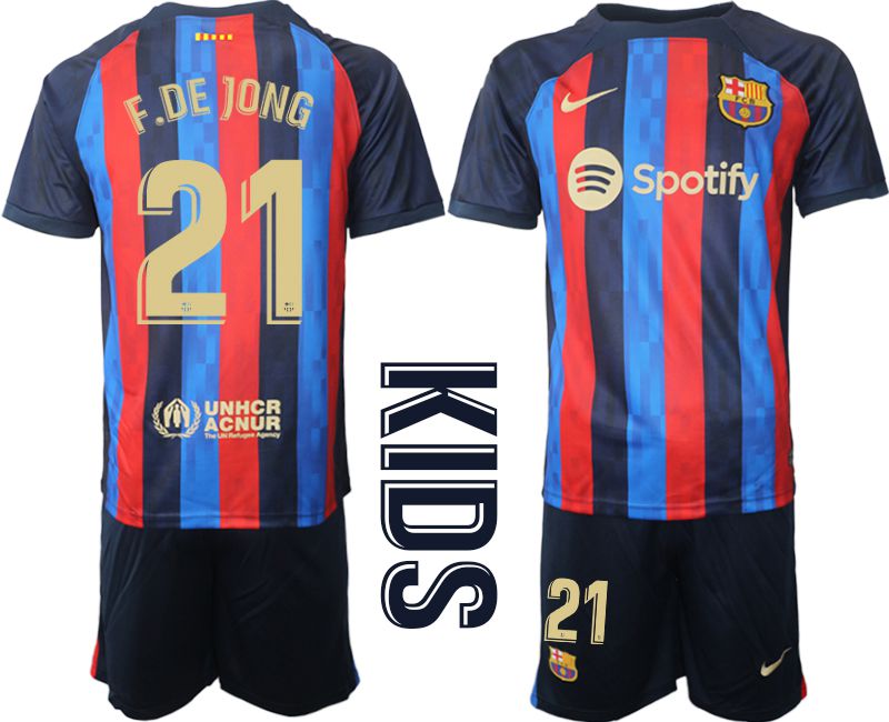 Cheap Youth 2022-2023 Club Barcelona home blue 21 Soccer Jersey